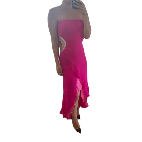 Jovani Fuschia Hi/Lo Dress - Picture 1 of 6